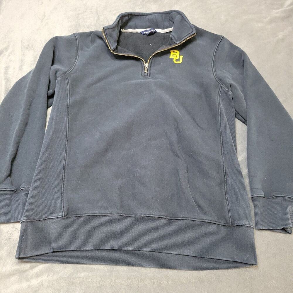 Baylor Bears Sweatshirt Men Large Pullover Blue Mock 1/4 Zip Long Sleeve Comfort